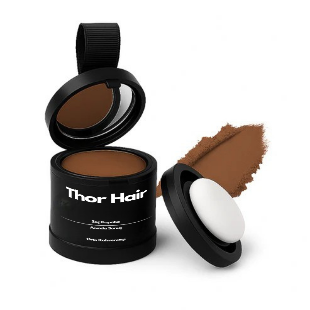 Su geçirmez saç kapatıcı, Thor Hair, kahverengi ton, uygulama için sünger ile birlikte.